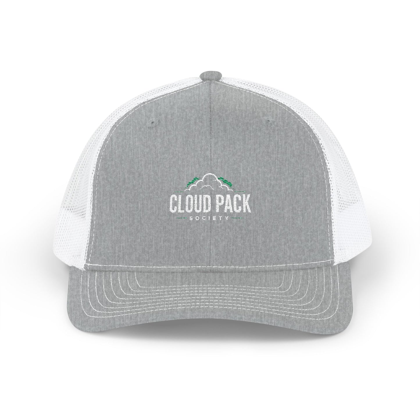 Cloud Pack Trucker Cap — Embroidered Mountain & Cloud Snapback Hat