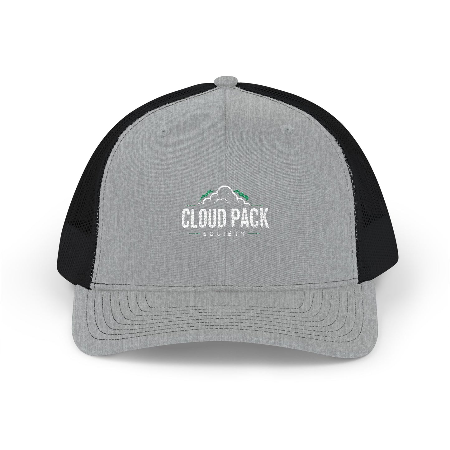Cloud Pack Trucker Cap — Embroidered Mountain & Cloud Snapback Hat