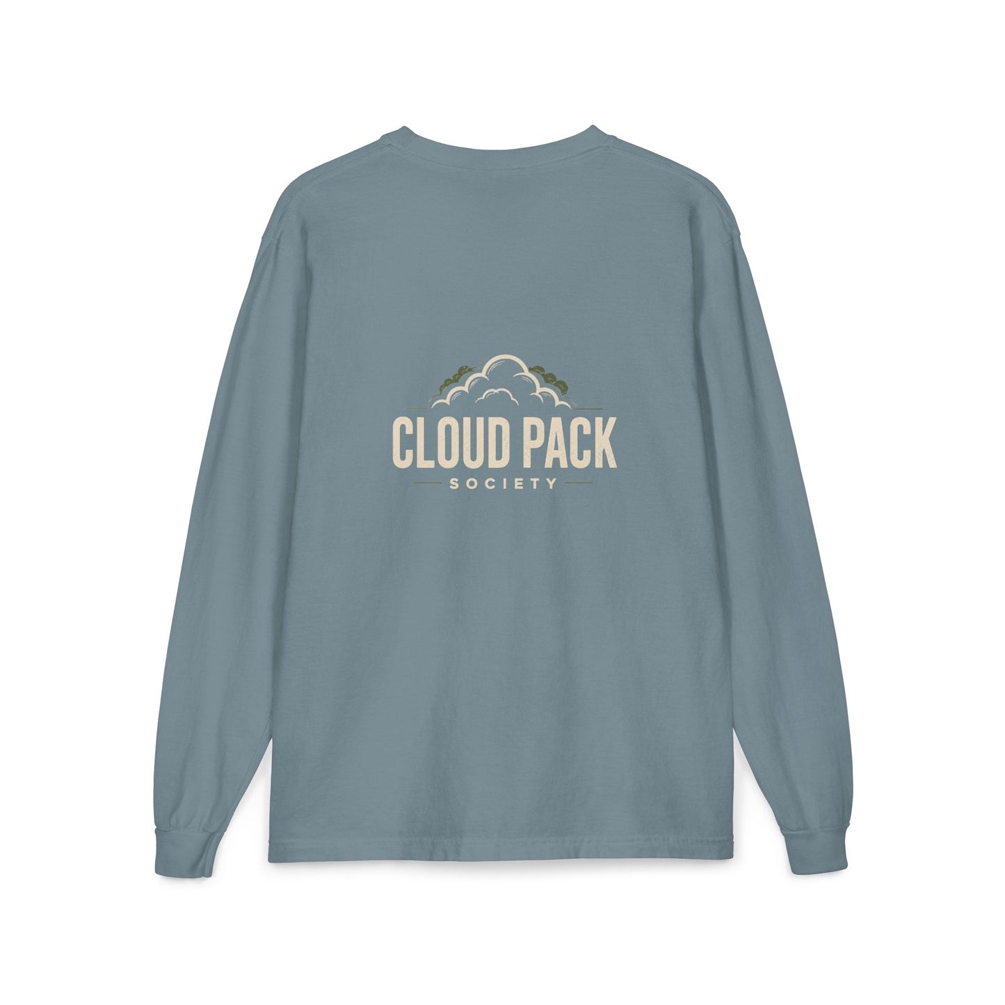 Cloud Pack Society Long Sleeve Pocket Tee — Mountain Logo Outdoor Shirt